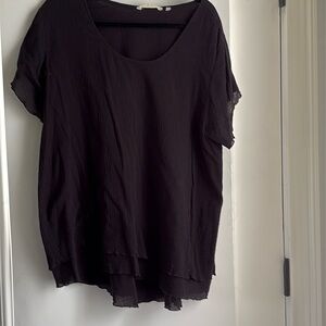 SOFT SURROUNDINGS Cotton Gauze Top XL Black
